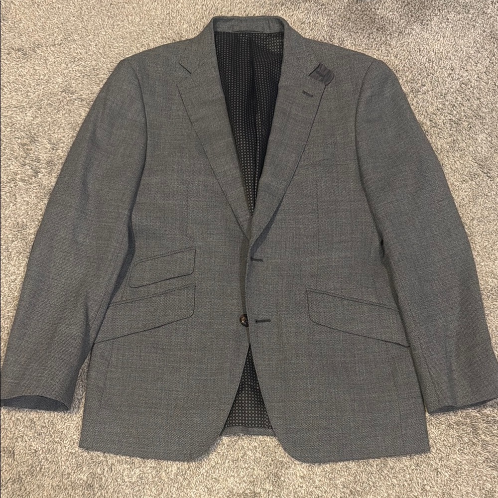 Men's Gray Blazer - Custom Made, Hopsack Wool